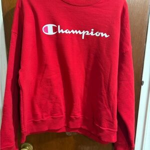 Champion Red Crewnecks Sweatshirt Women's Size Large Long Sleeve